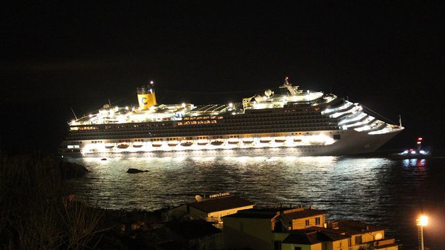 Costa Concordia clearly in trouble off the coast of Giglio 