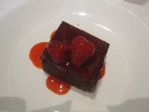 Warm Chocolate Brownie with Strawberry Compote*
