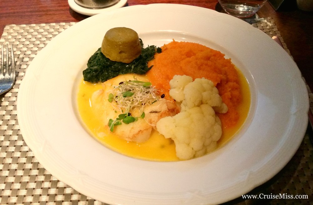 Pan-fried fresh Halibut with passion fruit butter sauce, sautéed spinach and mashed sweet potato - This was another new dish for me and it exploded in your mouth, it was so good!