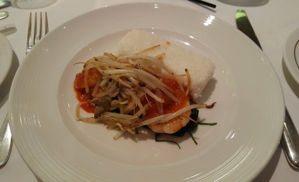 Sauteed garlic shrimp with wilted spinach and jasmine rice - CanyonRanch section of the menu