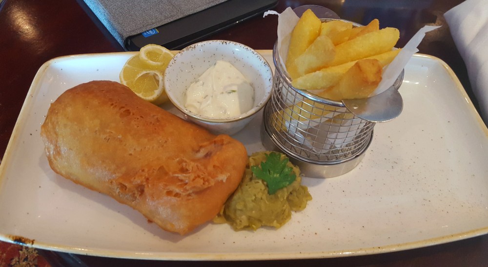 Fish and chips from the Golden Lion Pub