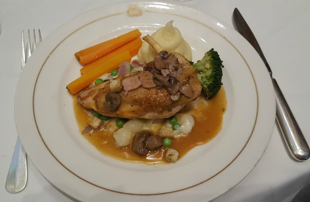 Pan-roasted Guinea Fowl breast grand mere, creamed potato and Madeira jus