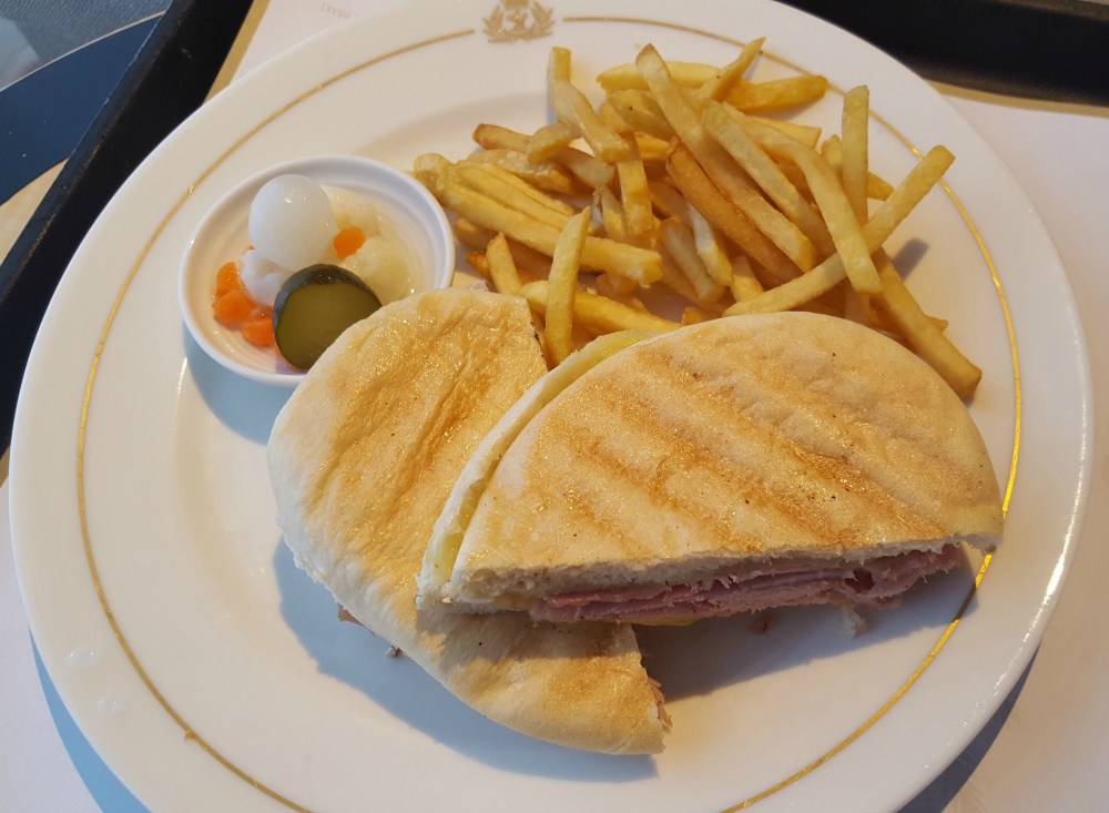 Ham and cheese panini from the room service menu 