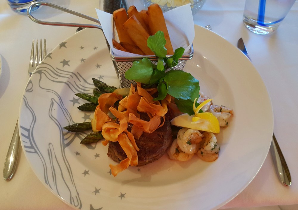 8oz fillet steak with shrip - The Grill